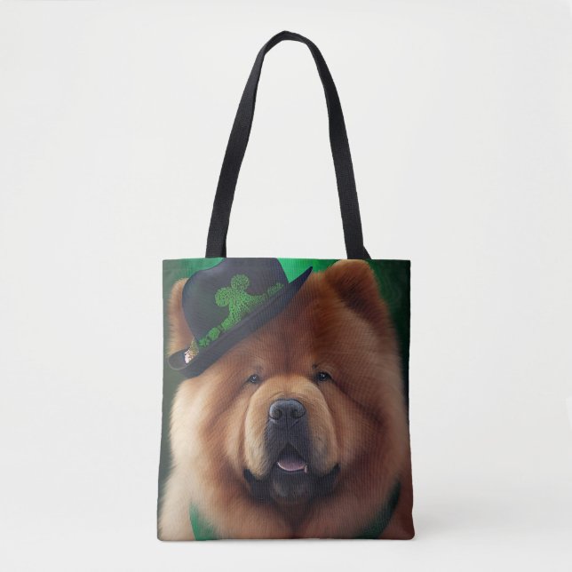 Chow Chow Dog in St. Patrick's Day Dress Tote Bag (Front)