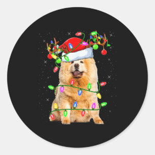 Chow Chow Dog Lover Xmas Lighting Santa Chow Chow  Classic Round Sticker