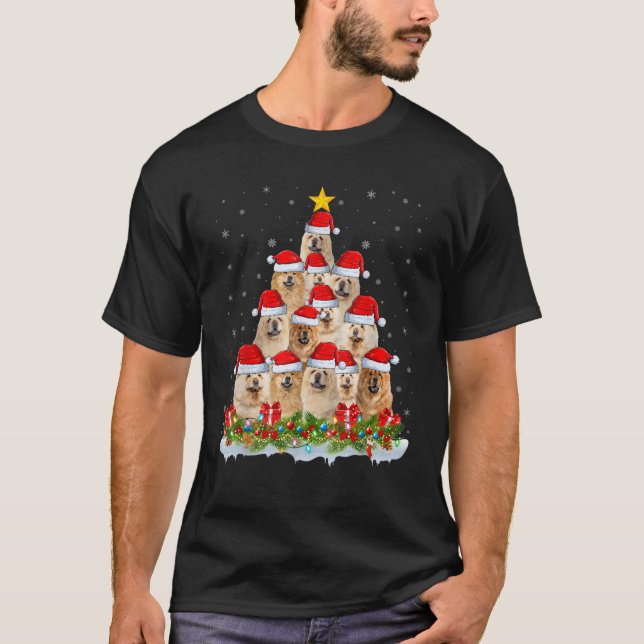 Chow Chow Dog Lover Xmas Tree Santa Christmas Chow T-Shirt (Front)