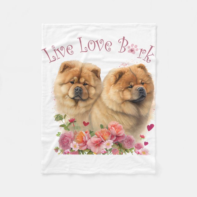 Chow Chow Dog Mom Floral Fleece Blanket (Front)