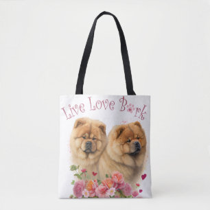 Chow Chow Dog Mom Floral Tote Bag