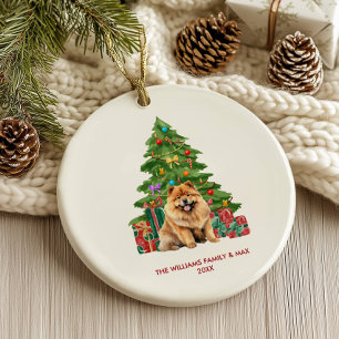 Chow Chow Dog Personalized Christmas Ceramic Ornament