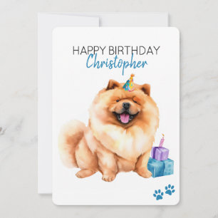 Chow Chow Dog Personalized Happy Birthday Flat Card