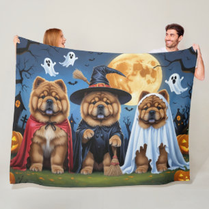 Chow Chow Dog Pumpkin Halloween Funny Fleece Blanket