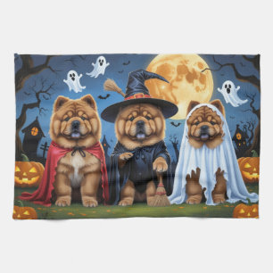 Chow Chow Dog Pumpkin Halloween Funny  Kitchen Towel