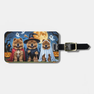 Chow Chow Dog Pumpkin Halloween Funny Luggage Tag
