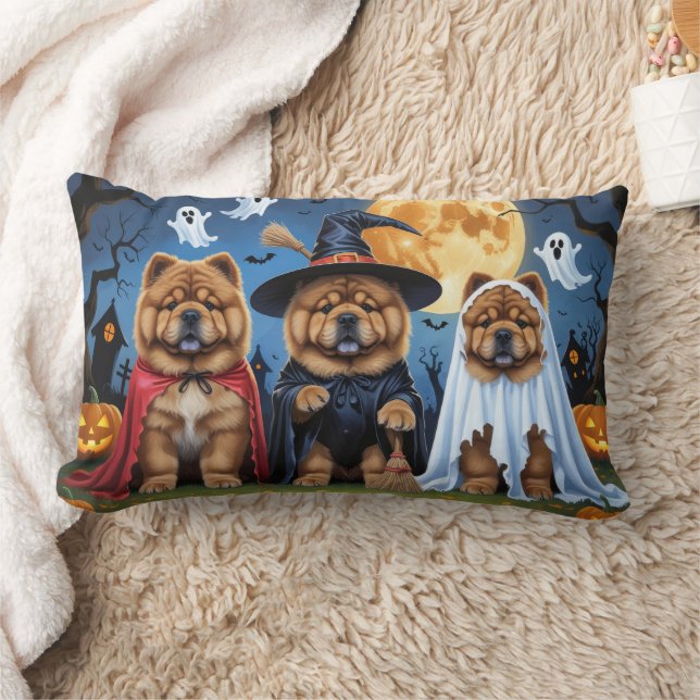 Chow Chow Dog Pumpkin Halloween Funny  Lumbar Pillow (Blanket)