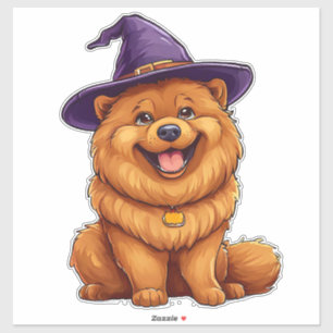 Chow chow Dog Purple Wizard Hat Halloween