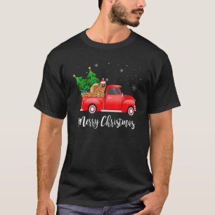 Chow Chow Dog Riding Red Truck Christmas T-Shirt