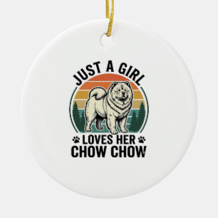 Chow Chow Dog Shirt Vintage Girl Dog Lover Art_1 Ceramic Ornament