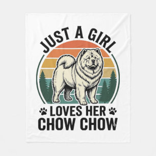 Chow Chow Dog Shirt Vintage Girl Dog Lover Art_1 Fleece Blanket