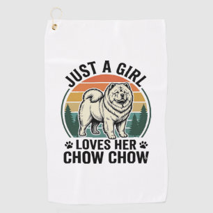 Chow Chow Dog Shirt Vintage Girl Dog Lover Art_1 Golf Towel
