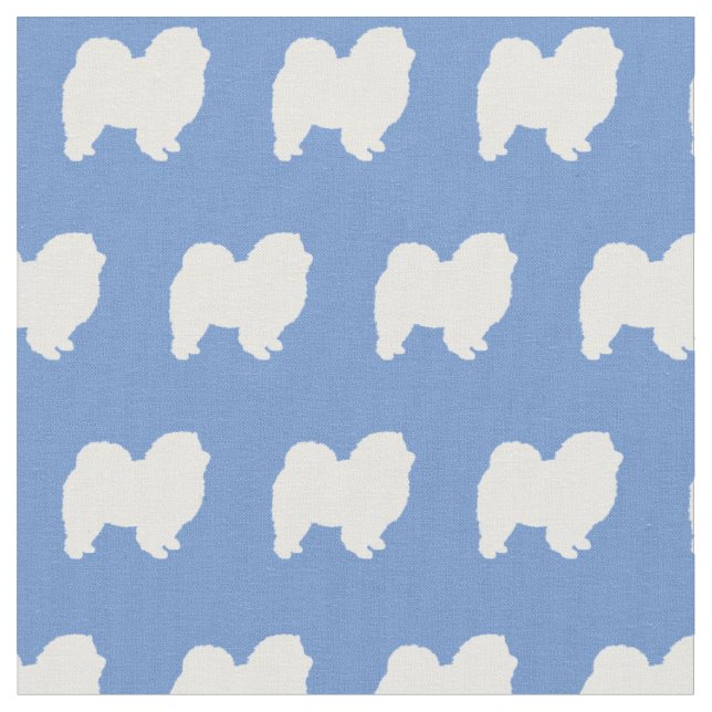 Chow Chow Dog Silhouette Pet Light Blue Fabric (Close Up)