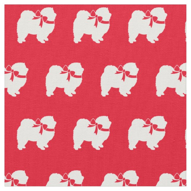 Chow Chow Dog Silhouette Pet Red Fabric (Close Up)