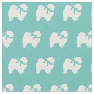 Chow Chow Dog Silhouette Pet Teal Fabric