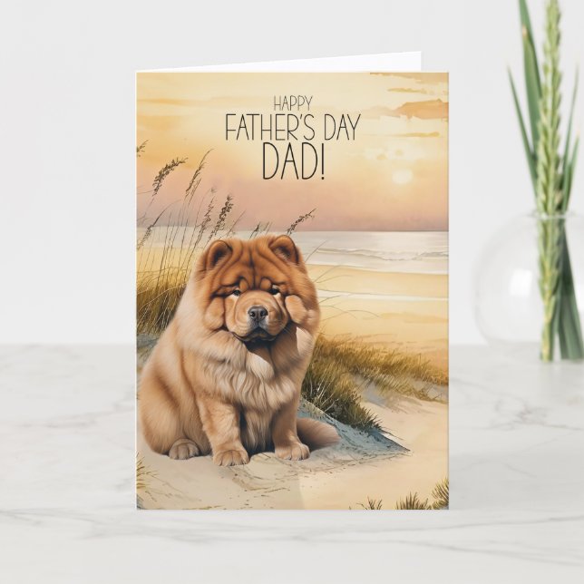 Chow Chow Dog Sunset Beach Father's Day Holiday Card (Front)