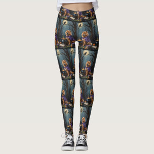 Chow Chow Dog Whimsical Halloween Painting Leggings