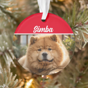 Chow Chow Dog with Name and Photo Christmas Ornament
