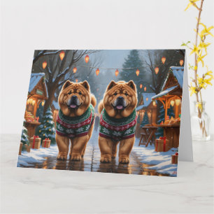 Chow Chow Dogs Christmas Snow Holiday  Card