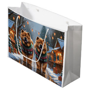 Chow Chow Dogs Christmas Snow Holiday Large Gift Bag