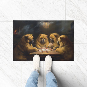 Chow Chow Dogs Playing Poker Art Doormat