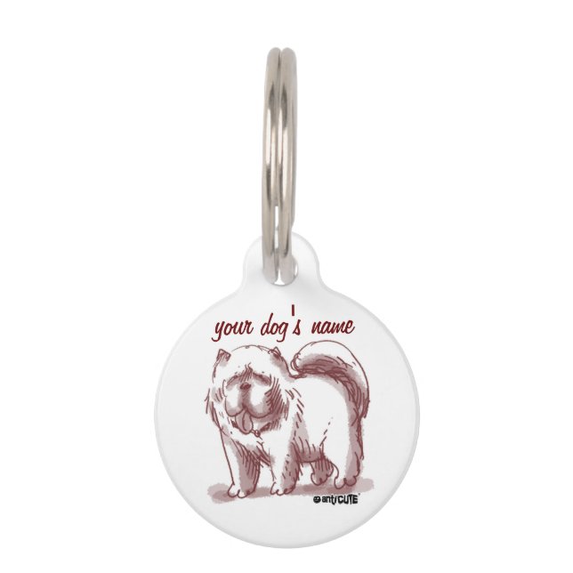 chow chow funny dog cartoon pet tag (Back)