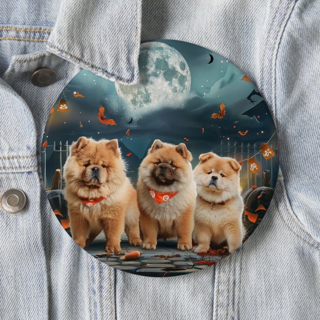 Chow Chow Halloween Spooky 6 Inch Round Button (In Situ)