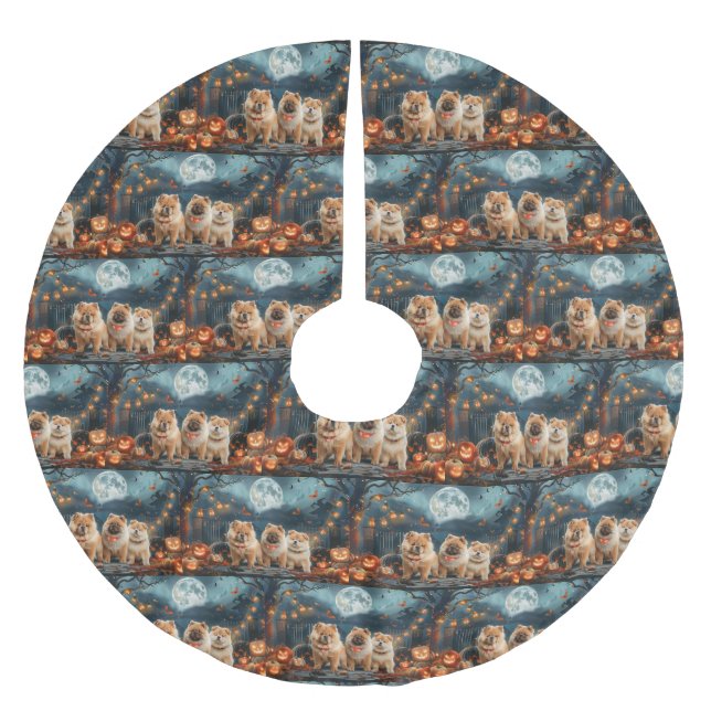 Chow Chow Halloween Spooky Brushed Polyester Tree Skirt (Front)