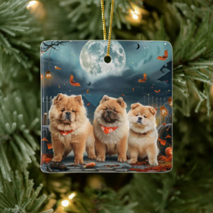 Chow Chow Halloween Spooky Ceramic Ornament