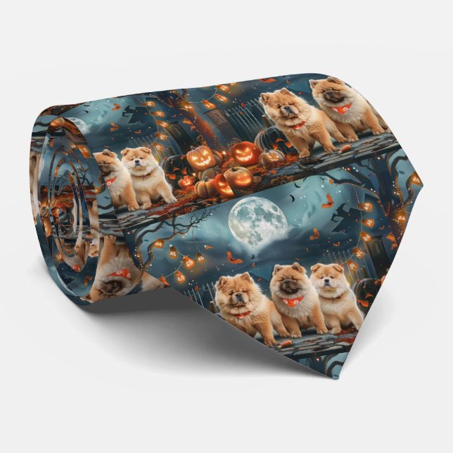 Chow Chow Halloween Spooky Tie (Rolled)