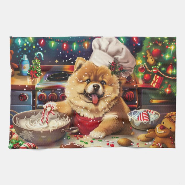 Chow Chow Holiday Baking: Festive Christmas Kitchen Towel (Horizontal)