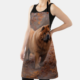 Chow Chow in Autumn Leaves Fall Inspire Apron