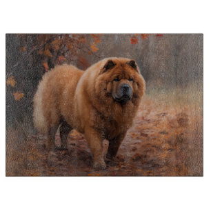 Chow Chow in Autumn Leaves Fall Inspire  Cutting Board