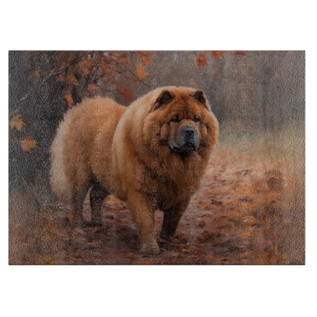 Chow Chow in Autumn Leaves Fall Inspire  Cutting Board (Front)