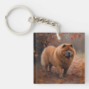 Chow Chow in Autumn Leaves Fall Inspire Keychain
