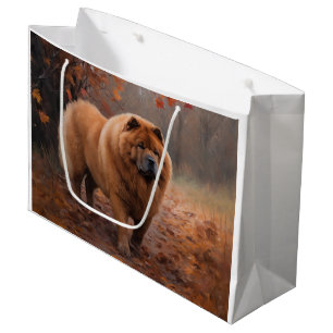 Chow Chow in Autumn Leaves Fall Inspire Large Gift Bag