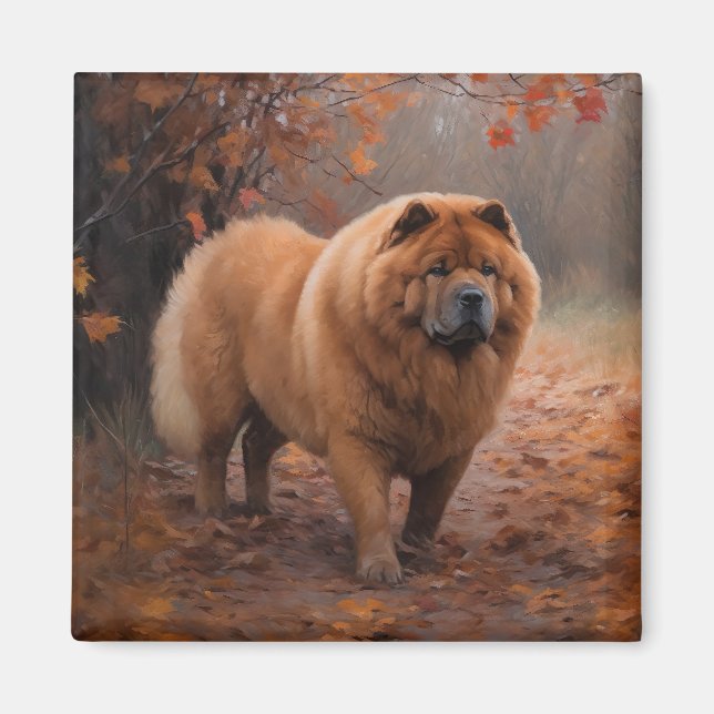 Chow Chow in Autumn Leaves Fall Inspire  Magnet (Front)