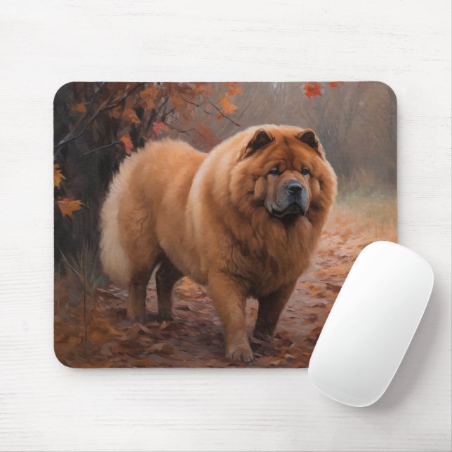Chow Chow in Autumn Leaves Fall Inspire  Mouse Pad (With Mouse)