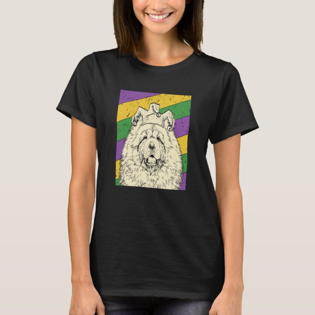 Chow Chow Jester Mardi Gras Dog Mom or Dad T-Shirt (Front)
