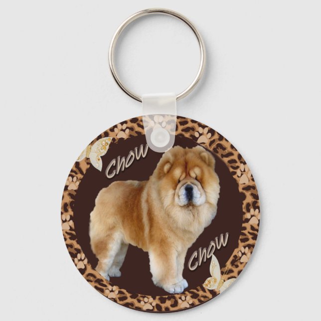 Chow Chow Leopard with Pawprint Keychain (Front)