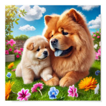 Chow Chow mom and her puppy