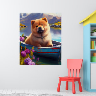 Chow Chow on a Paddle: A Scenic Adventure Poster