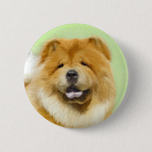 Chow Chow Painting - Cute Original Dog Art 2 Inch Round Button