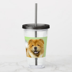 Chow Chow Painting - Cute Original Dog Art Acrylic Tumbler