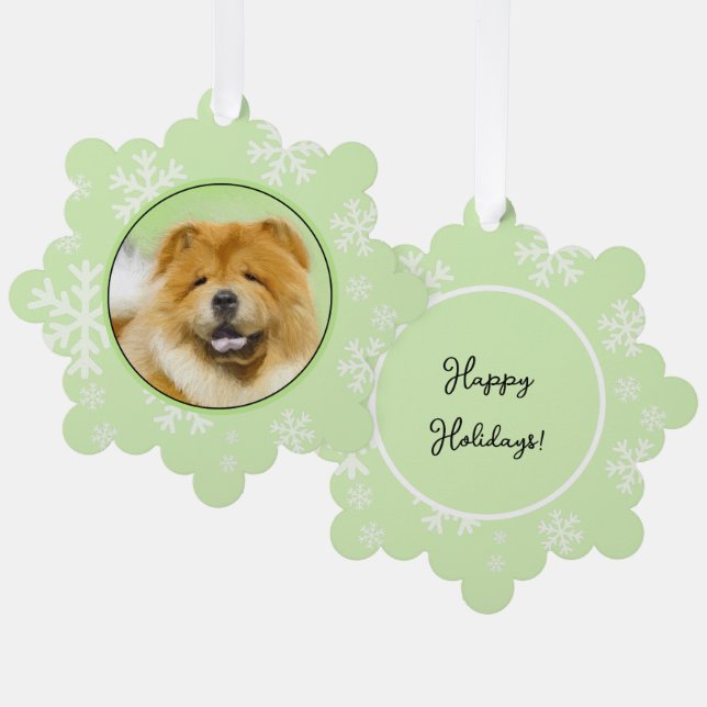 Chow Chow Painting - Cute Original Dog Art Ornament Card (Front/Back)