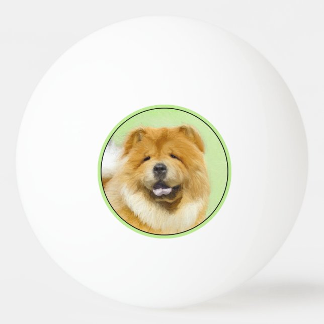 Chow Chow Painting - Cute Original Dog Art Ping Pong Ball (Front)