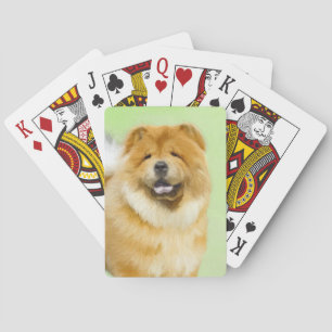 Chow Chow Painting - Cute Original Dog Art Playing Cards