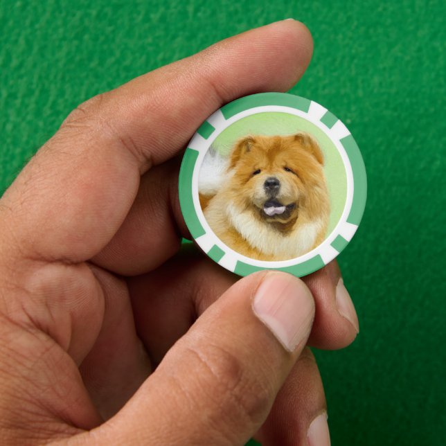 Chow Chow Painting - Cute Original Dog Art Poker Chips (Hand)