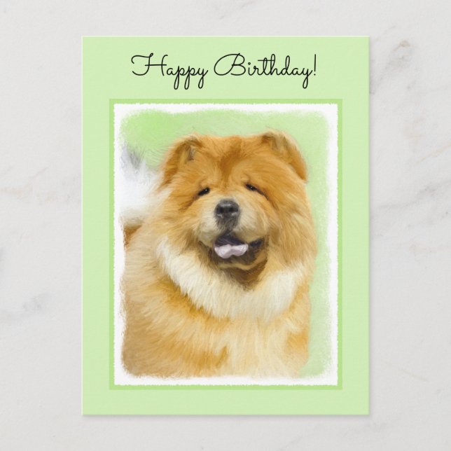 Chow Chow Painting - Cute Original Dog Art Postcard (Front)