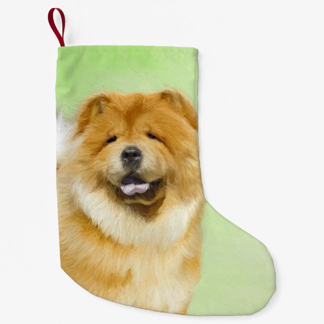 Chow Chow Painting - Cute Original Dog Art Small Christmas Stocking (Front)
